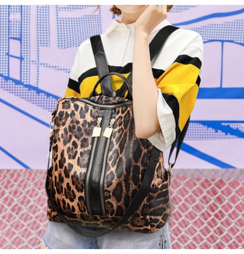 Leopard Print Backpack Purse