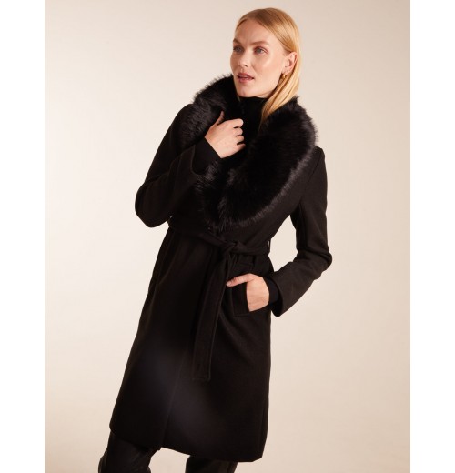 Faux Fur Collared Belted Coat